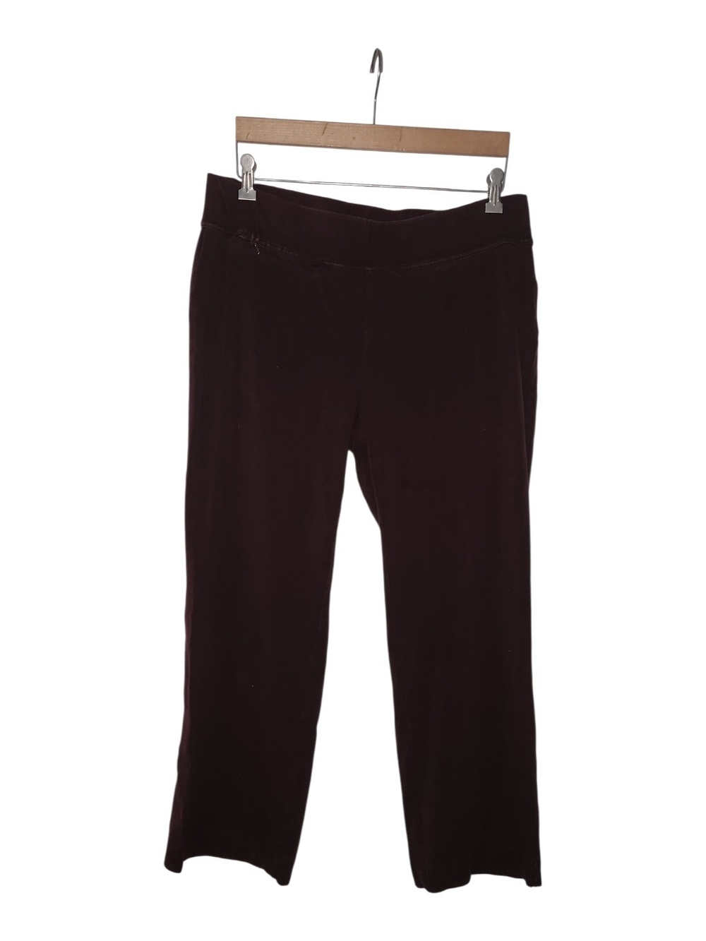 Lands End Starfish Knit Pants Womens Large Petite Burgundy Pull On Straight Leg